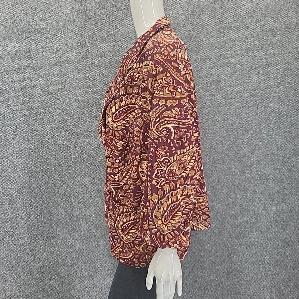 Joan Rivers Paisley Jersey Knit 3/4 Sleeves Blazer w Pockets 3X Plus Size Jacket